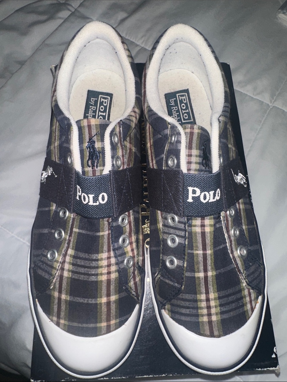 Polo by Ralph Lauren Plaid Slip-On Loafers in Black, Brown, Cream